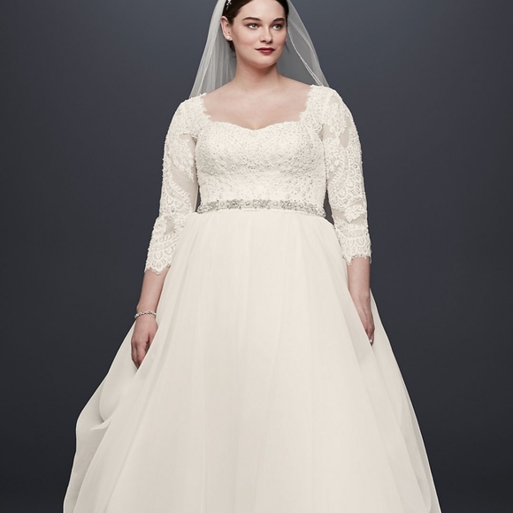 Ivory Plus Size Wedding Gown David's Bridal Size 22W - Picture 6 of 10